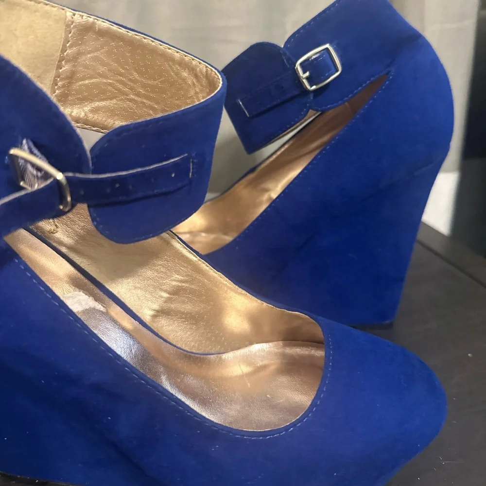 🎓Qupid Royal Blue Platform Heels